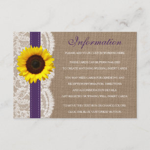 The Rustic Sunflower Wedding Collection - Purple Enclosure Card