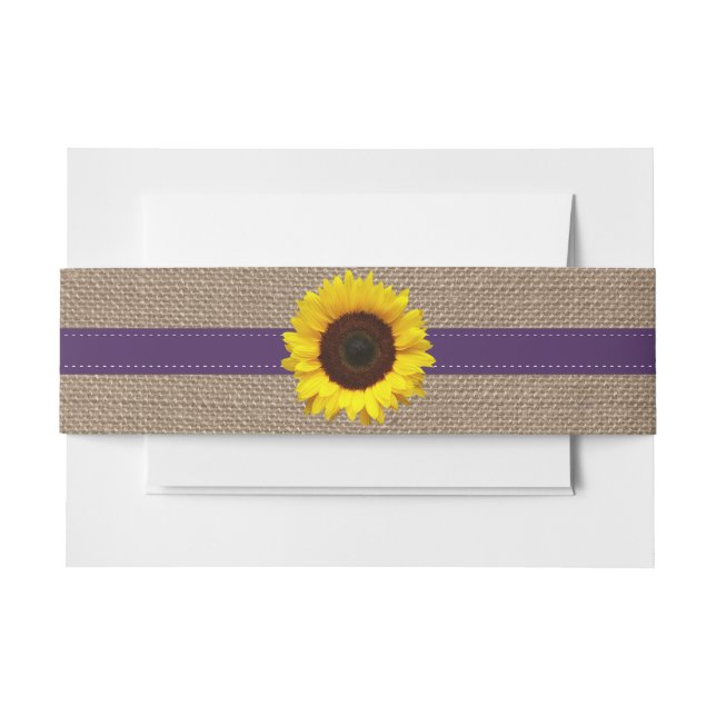 The Rustic Sunflower Wedding Collection - Purple Invitation Belly Band (Front Example)