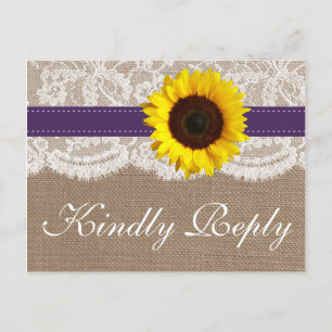 The Rustic Sunflower Wedding Collection - Purple Invitation Postcard