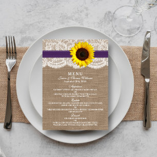 The Rustic Sunflower Wedding Collection - Purple Menu