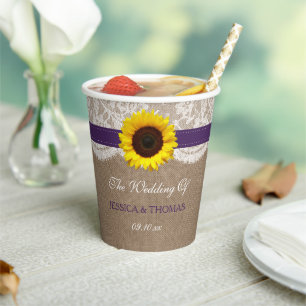 The Rustic Sunflower Wedding Collection - Purple Paper Cups
