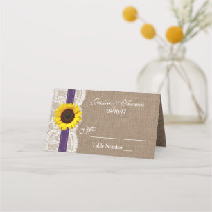 The Rustic Sunflower Wedding Collection - Purple Place Card