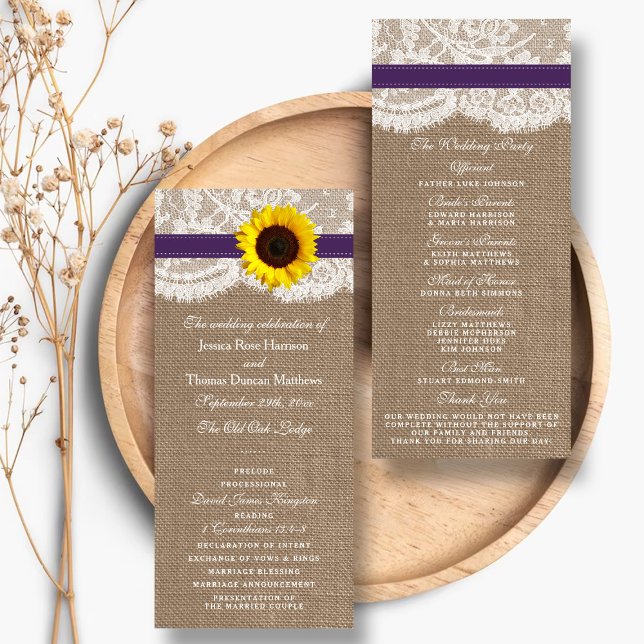 The Rustic Sunflower Wedding Collection - Purple Programme (Creator Uploaded)