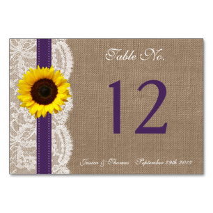The Rustic Sunflower Wedding Collection - Purple Table Number