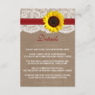 The Rustic Sunflower Wedding Collection - Red Enclosure Card