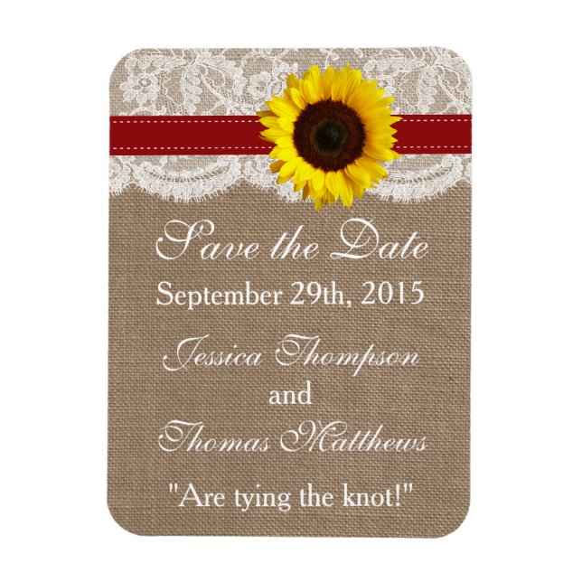 The Rustic Sunflower Wedding Collection - Red Magnet (Vertical)