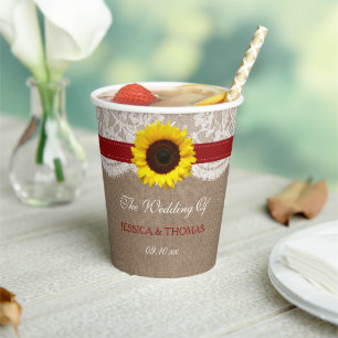The Rustic Sunflower Wedding Collection - Red Paper Cups