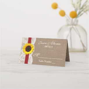 The Rustic Sunflower Wedding Collection - Red Place Card