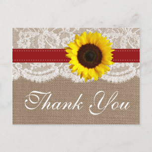 The Rustic Sunflower Wedding Collection - Red Postcard