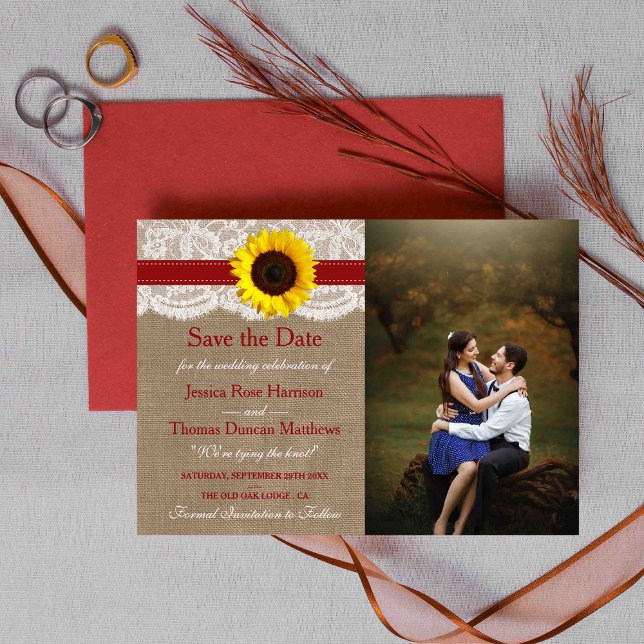 The Rustic Sunflower Wedding Collection - Red Save The Date (Creator Uploaded)