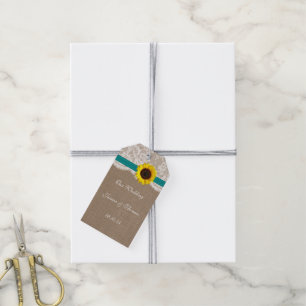 The Rustic Sunflower Wedding Collection - Teal Gift Tags