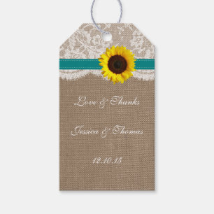 The Rustic Sunflower Wedding Collection - Teal Gift Tags