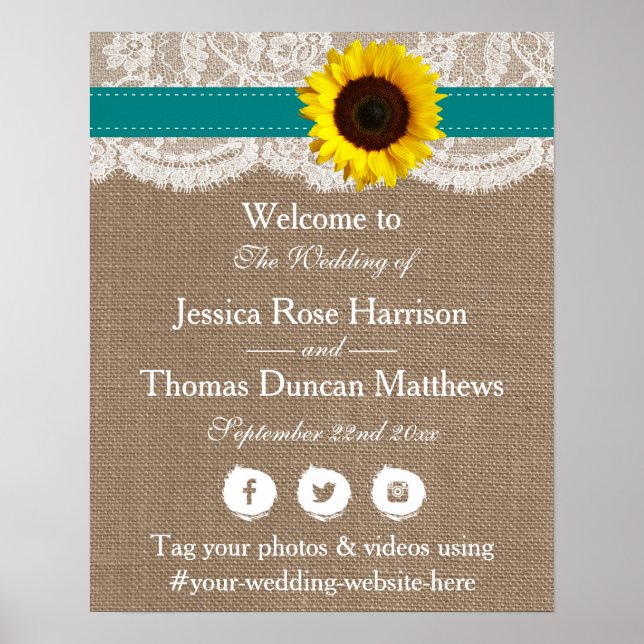 The Rustic Sunflower Wedding Collection - Teal Poster (Front)