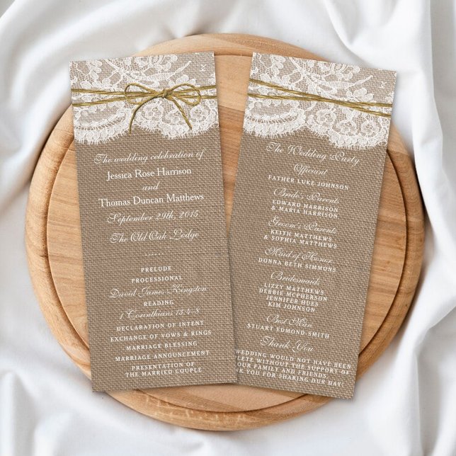 The Rustic Twine Bow Wedding Collection - Programs Rack Card (Creator Uploaded)