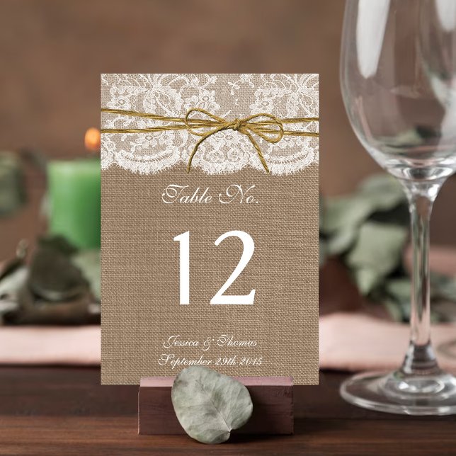 The Rustic Twine Bow Wedding Collection Table Number (Creator Uploaded)