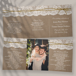 The Rustic Twine Bow Wedding Collection Tri-Fold Programme