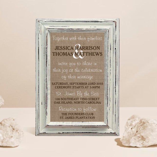The Rustic White Frame & Burlap Wedding Collection Invitation (Creator Uploaded)