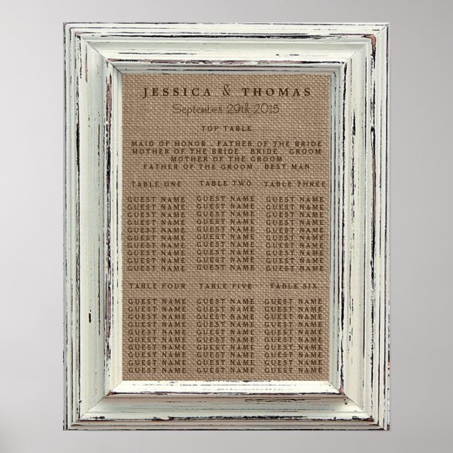 The Rustic White Frame & Burlap Wedding Collection Poster (Front)