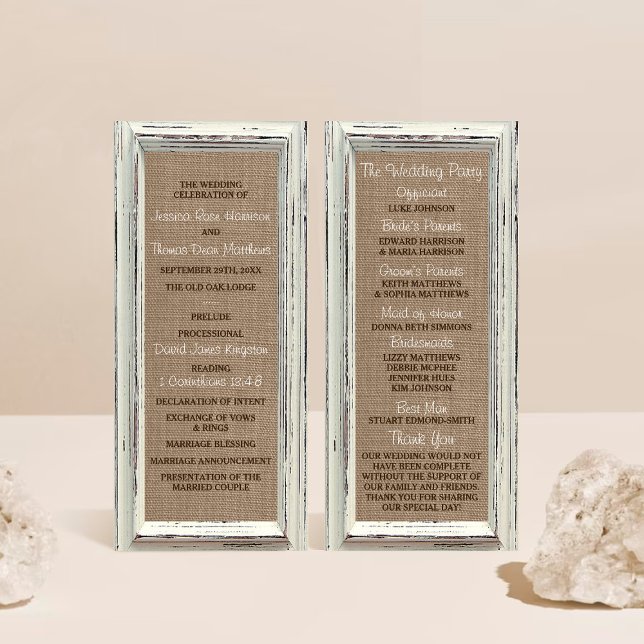 The Rustic White Frame & Burlap Wedding Collection Programme (Creator Uploaded)