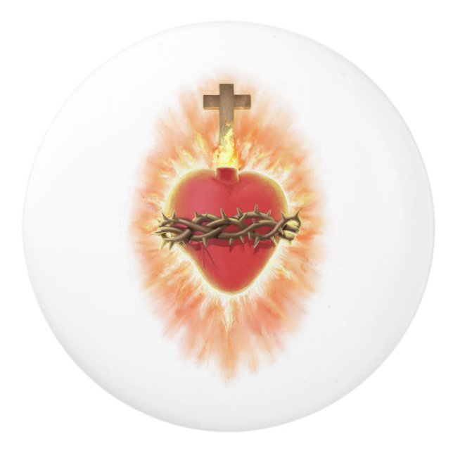 The Sacred Heart Ceramic Knob (Front)