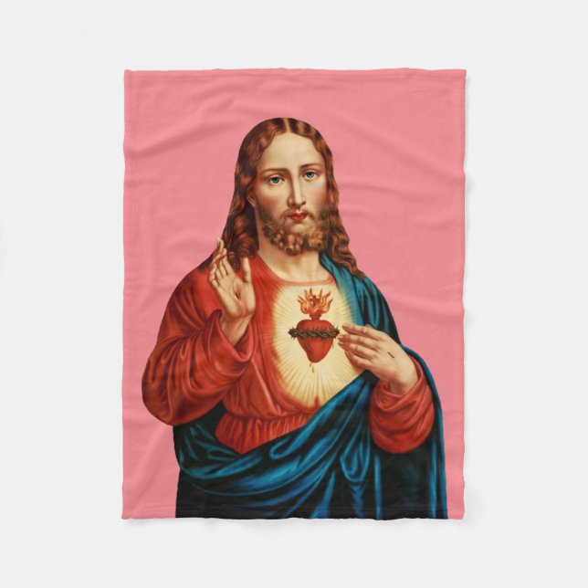 The Sacred Heart of Jesus Fleece Blanket (Front)