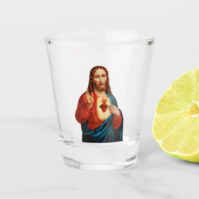 The Sacred Heart of Jesus Shot Glass (Front)
