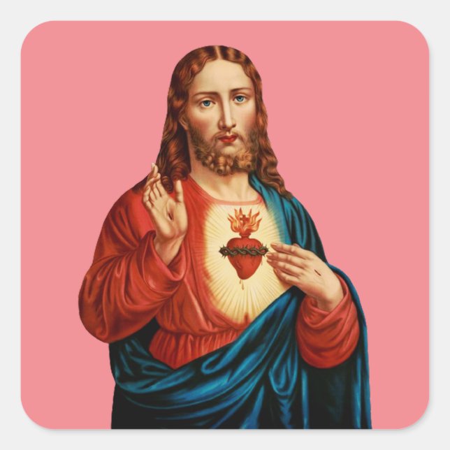 The Sacred Heart of Jesus Square Sticker (Front)