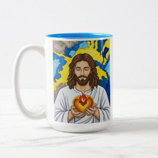The Sacred Heart of Jesus Two-Tone Coffee Mug