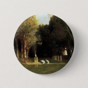 The Sacred Wood by Arnold Bocklin, Vintage Art 6 Cm Round Badge