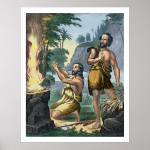 The Sacrifice of Cain and Abel, from a bible print