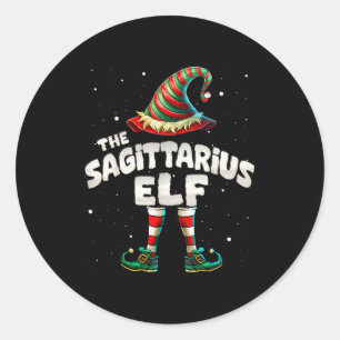 The Sagittarius Elf Family Matching Group Christma Classic Round Sticker