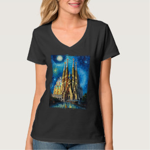 The Sagrada Familia - Barcelona Van Gogh art T-Shirt