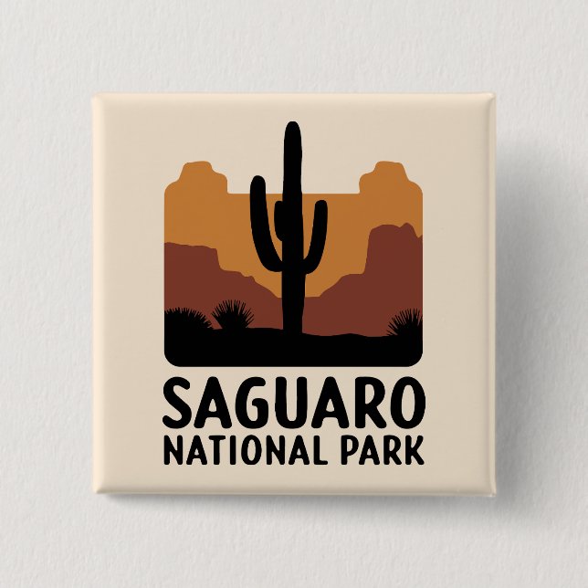 The Saguaro Cactus 15 Cm Square Badge (Front)