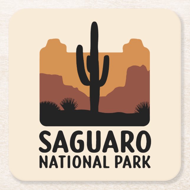 The Saguaro Cactus Square Paper Coaster (Front)