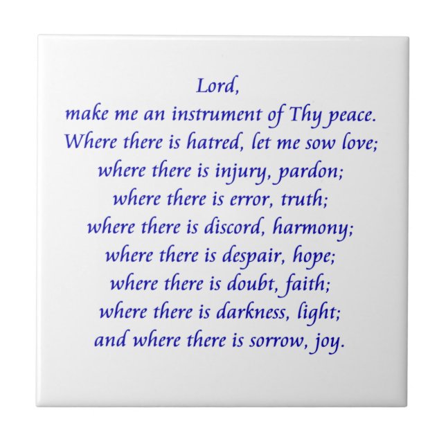 The Saint Francis Prayer Tile (Front)