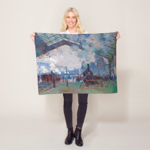 The Saint-Lazare Station, Monet Fleece Blanket