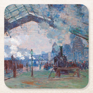 The Saint-Lazare Station, Monet Square Paper Coaster