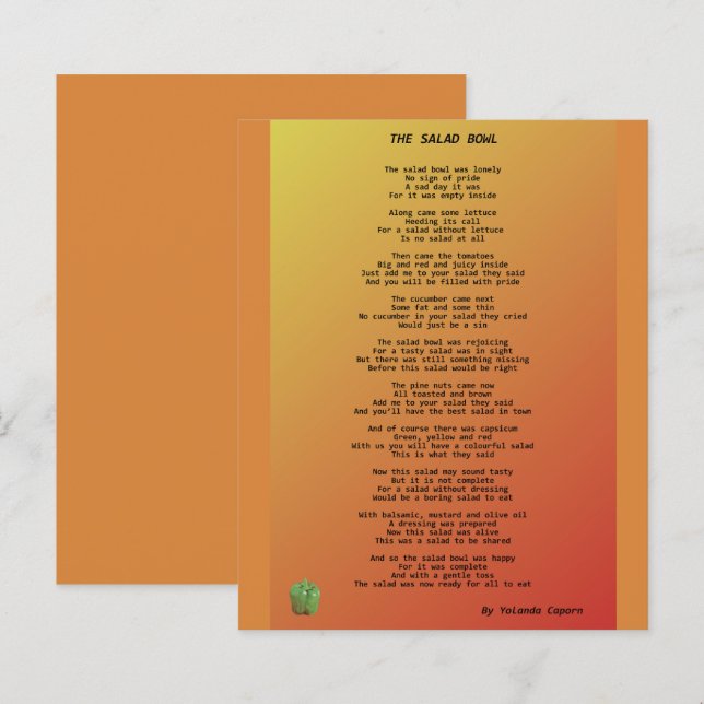 The Salad Bowl Paper Sheet (Front/Back)