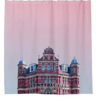 THE SALISBURY BUILDING UNDER PINK SKIES SHOWER CURTAIN