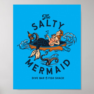 The Salty Mermaid Dive Bar Fish Shack Poster