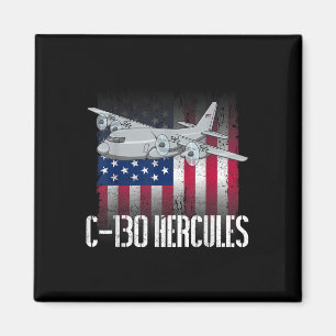 The Salty Veteran C-130 Hercules American Flag Mil Magnet