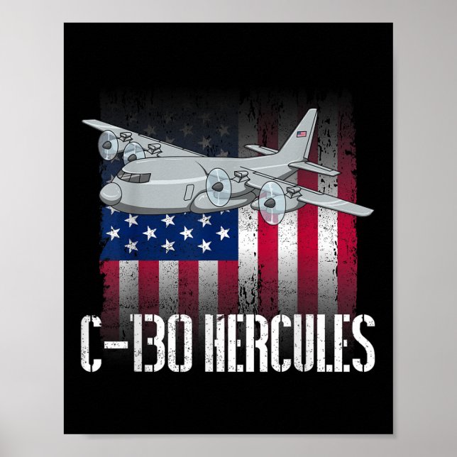 The Salty Veteran C-130 Hercules American Flag Mil Poster (Front)