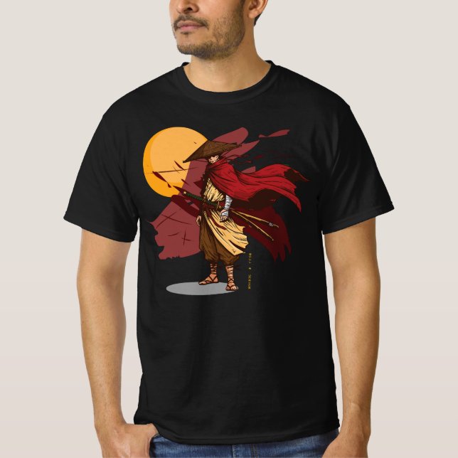 The samurai is positioned in a dynamic stance T-Shirt (Front)
