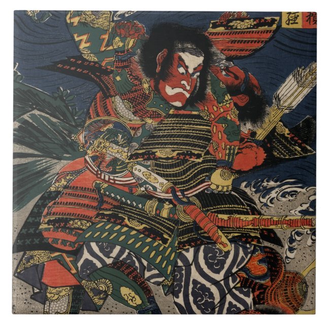 The samurai warriors Tadanori and Noritsune Tile (Front)