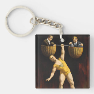The Sandow Eugen Sandow Vaudeville Weightlifter  Key Ring