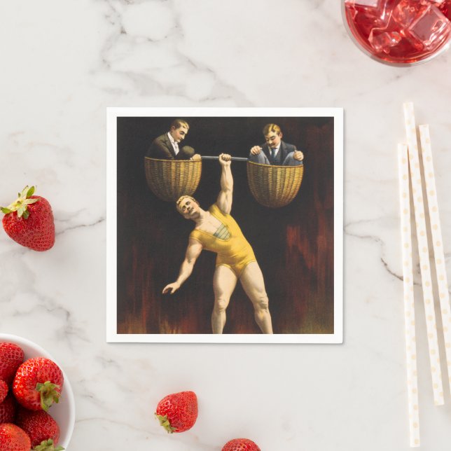 The Sandow Eugen Sandow Vaudeville Weightlifter  Napkin (Insitu)