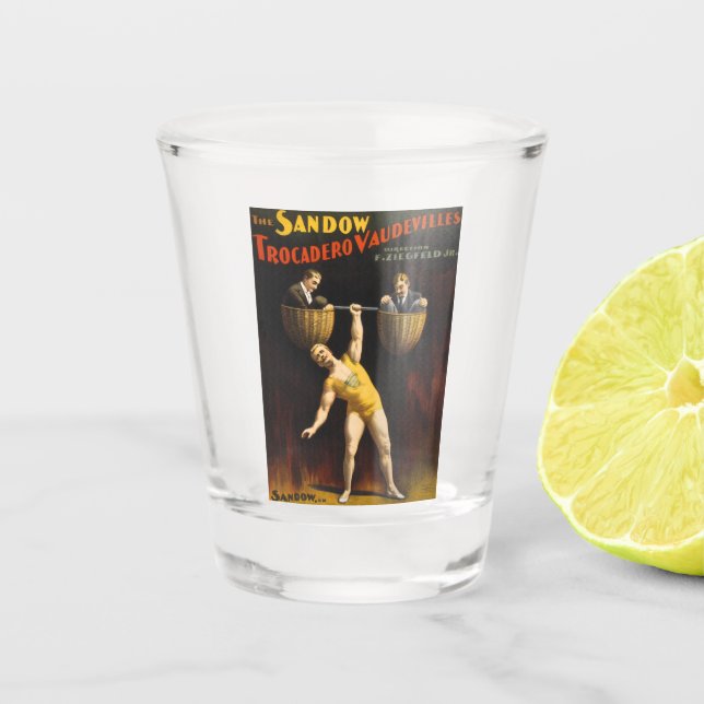 The Sandow Eugen Sandow Vaudeville Weightlifter  Shot Glass (Front)