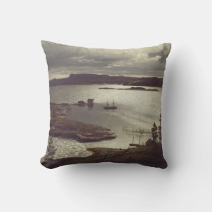 The Sandvik Fiord by Hans Gude Cushion