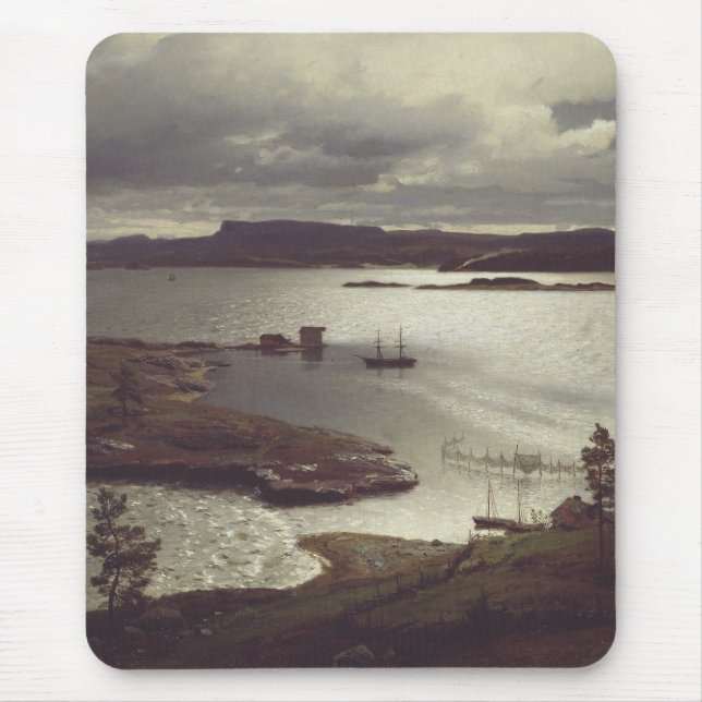 The Sandvik Fiord by Hans Gude Mouse Pad (Front)