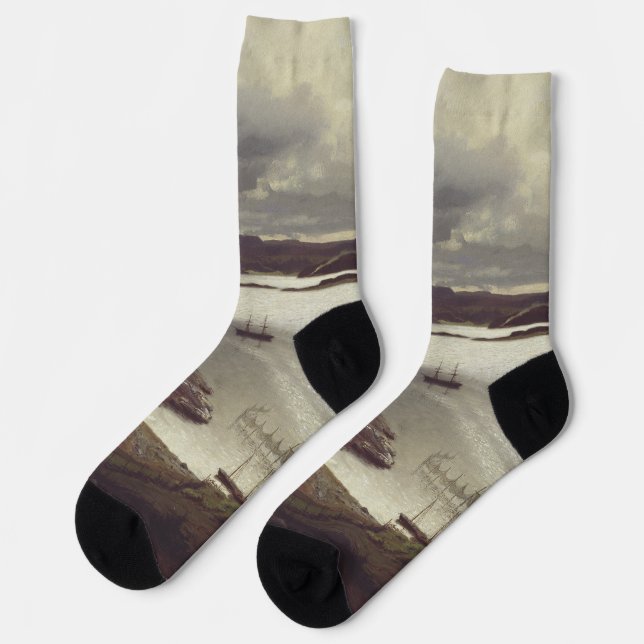 The Sandvik Fiord by Hans Gude Socks (Left)